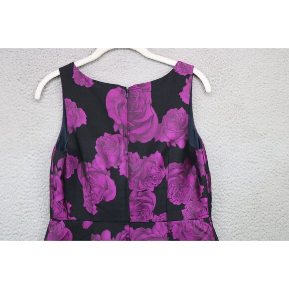 RSVP by Talbots Black w/Purple Iridescent Roses Dress-Size 2-Whimsigoth-Lined - Picture 8 of 10